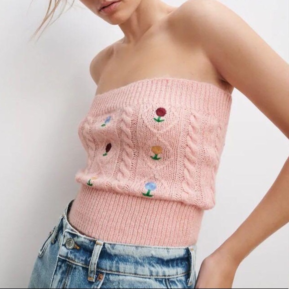 Zara Pointelle Knit Tube Top